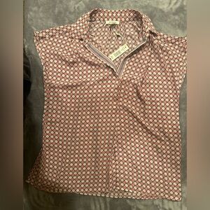 NWT Max Studio / Small Cap Sleeve Geometric Print Shirt / Retail $88